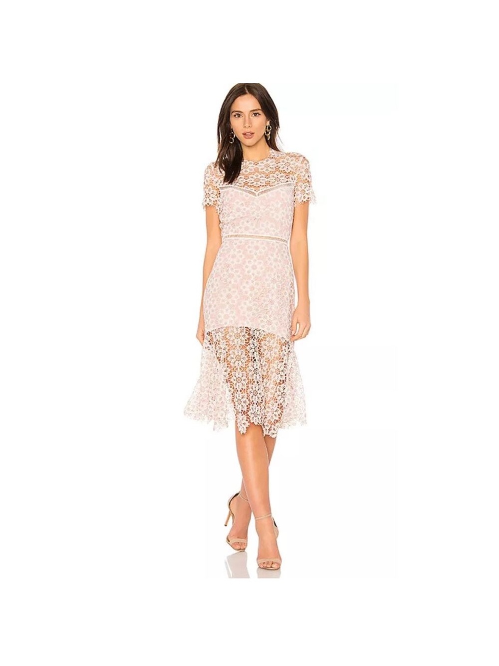 Saylor Lillie Blush Lace Midi Dress